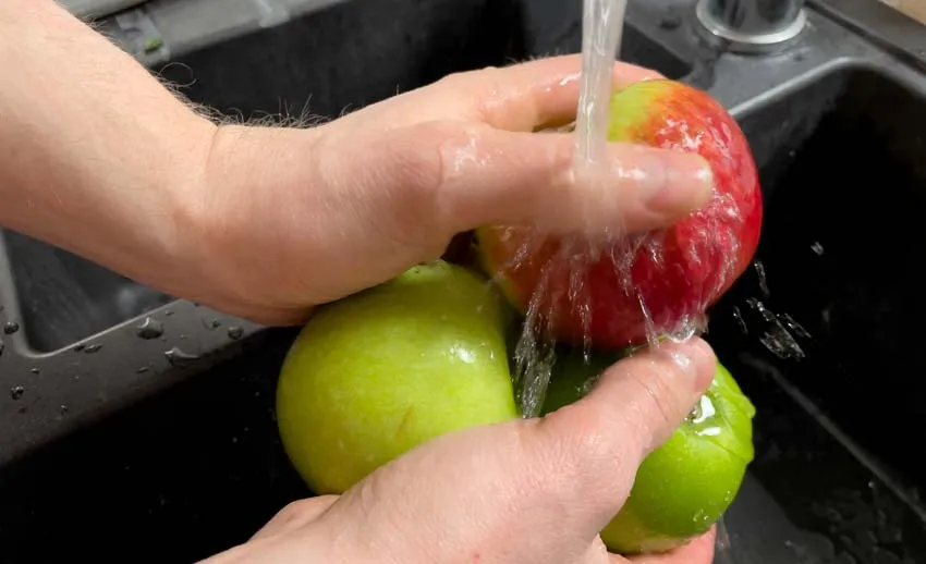 Spoel fruit en groente goed af voor het drogen